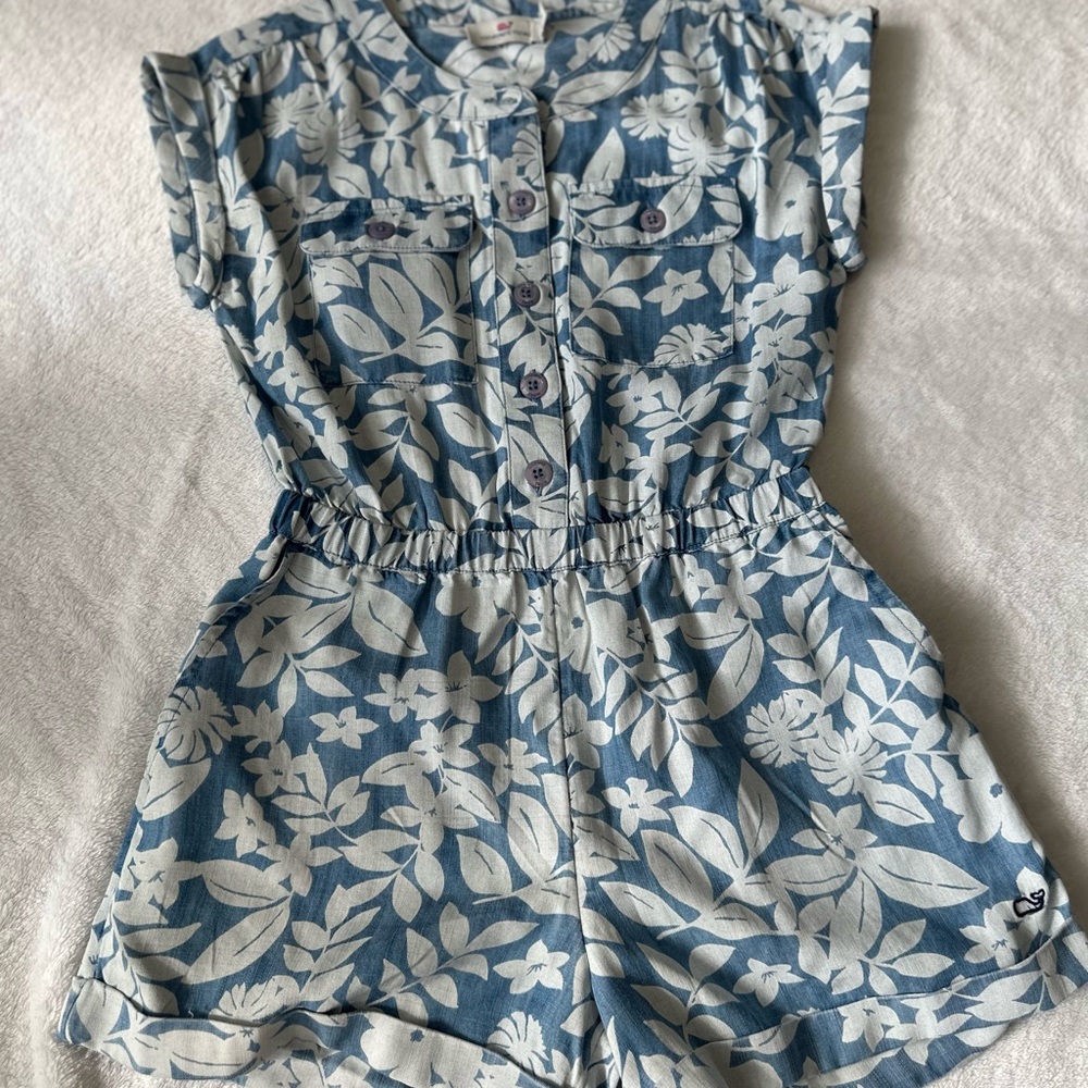 Blue Floral Kids Romper